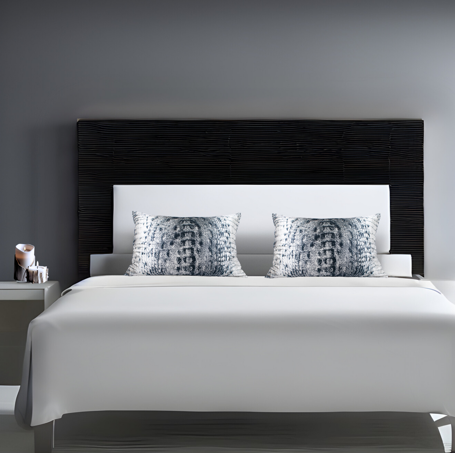 Black & White CROCODILE Silk Pillowcase, 25 Momme Mulberry, Queen & King
