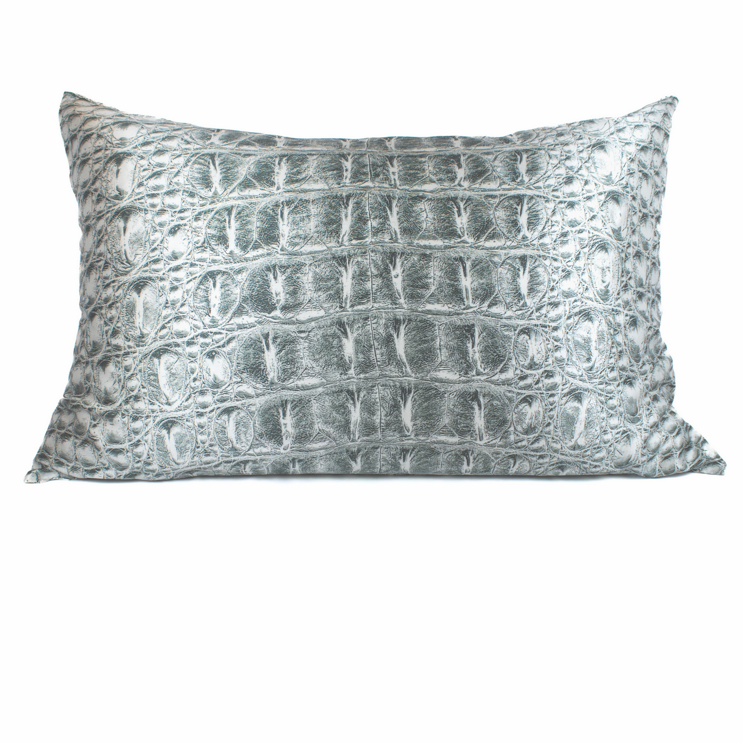 Crocodile Grey Silk Pillowcase, 25 Momme Mulberry Silk, Queen Size