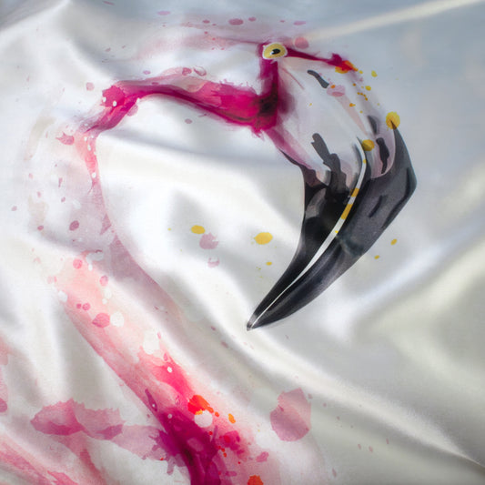 Pink Flamingo Silk Pillowcase, 25 Momme Mulberry Silk, Queen size