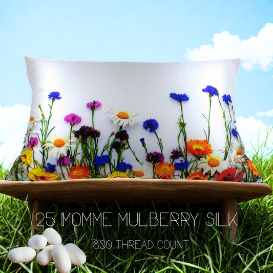 MEADOW Floral Silk Pillowcase, 25 Momme Mulberry, Queen & King